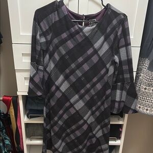 Plaid Women's Dress in Black and Purple
